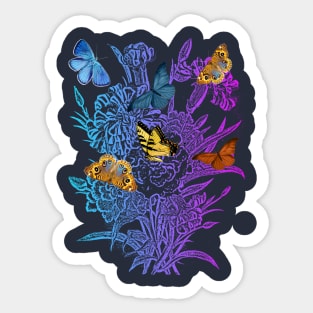 Butterflies on flowers Sticker